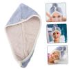 Quick-Drying Hair Towel with Button, Coral Fleece, Blue Gray view 3