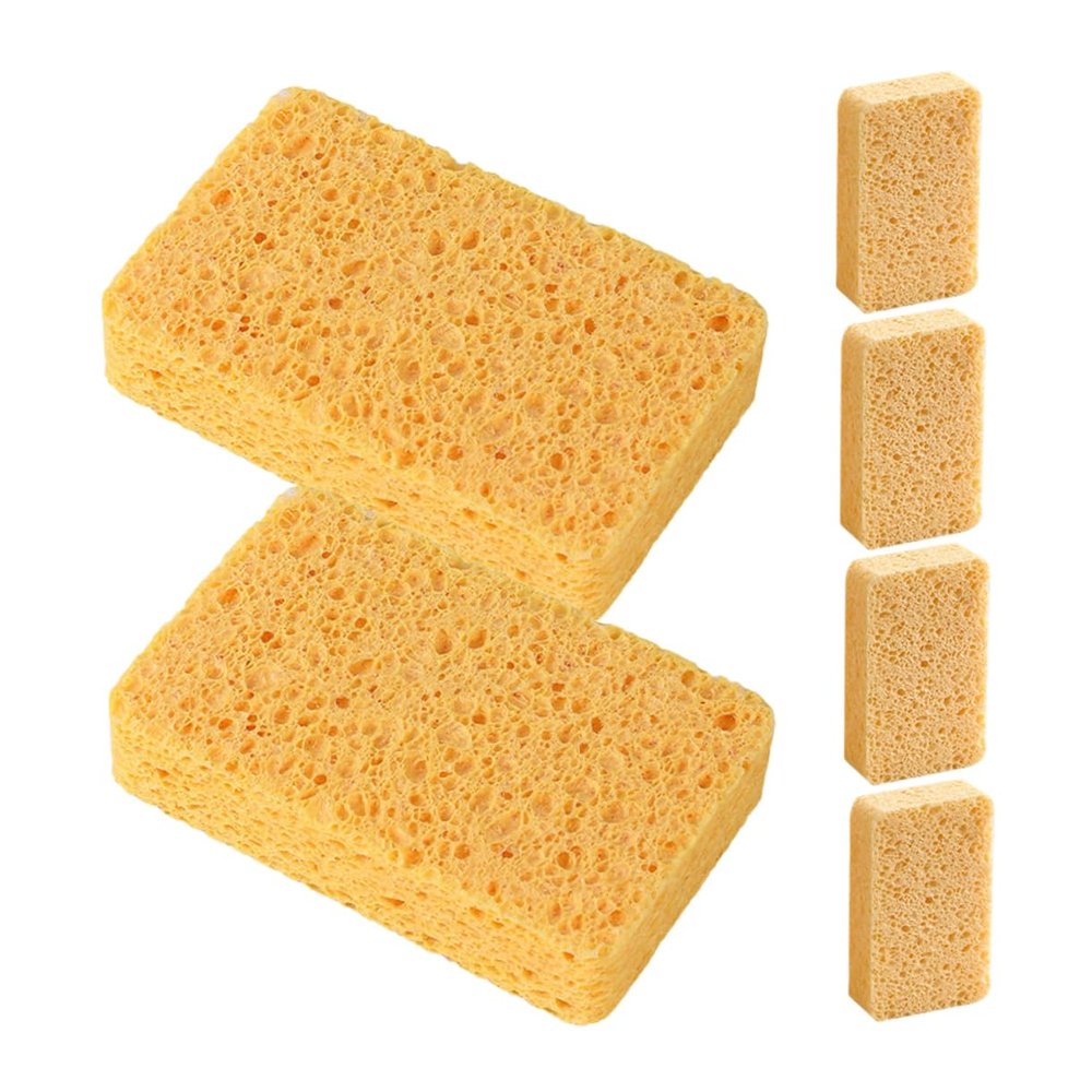 ULTECHNOVO 2.5 cm Yellow Kitchen Scrub Sponges, Reusable, 6-Piece Set