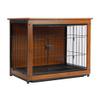 Wooden Furniture Dog Crate for Small and Medium Dogs, Walnut L with Wheels view 1