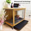 Wooden Furniture Dog Crate for Small and Medium Dogs, Walnut L with Wheels view 4