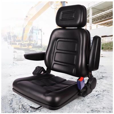 MIDUOLAI Forklift Seat, Universal Tractor and Lawn Mower Seat with Adjustable Backrest and Armrests, Black