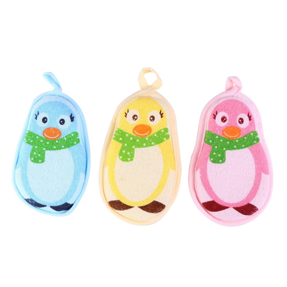 Bath Sponges, 3-Piece Set, Cotton and Polyester, Cartoon Design