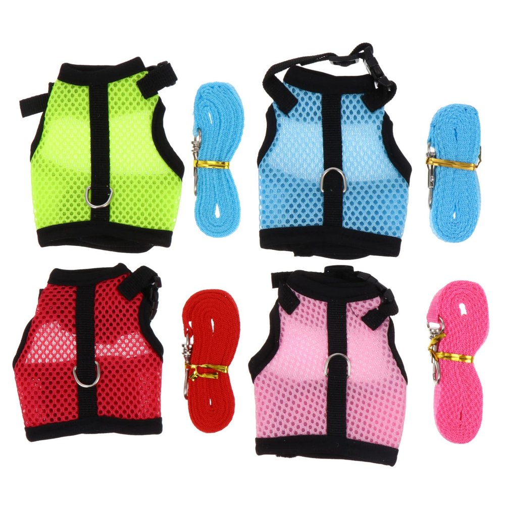 4-Piece Mesh Hamster Harnesses with Leashes for Small Pets