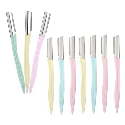 DEARMAMY Stainless Steel Eyebrow Razors with Protective Caps, Assorted Colors, 10 Count