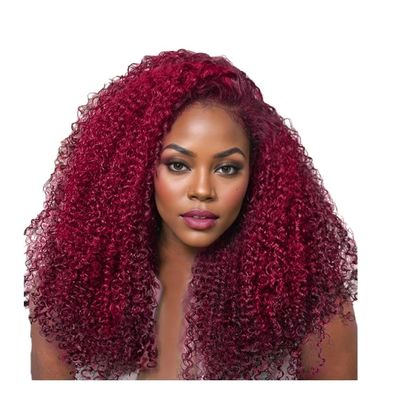 13x4 Glueless Kinky Brazilian Human Hair Wig, Red Copper, 16 Inch