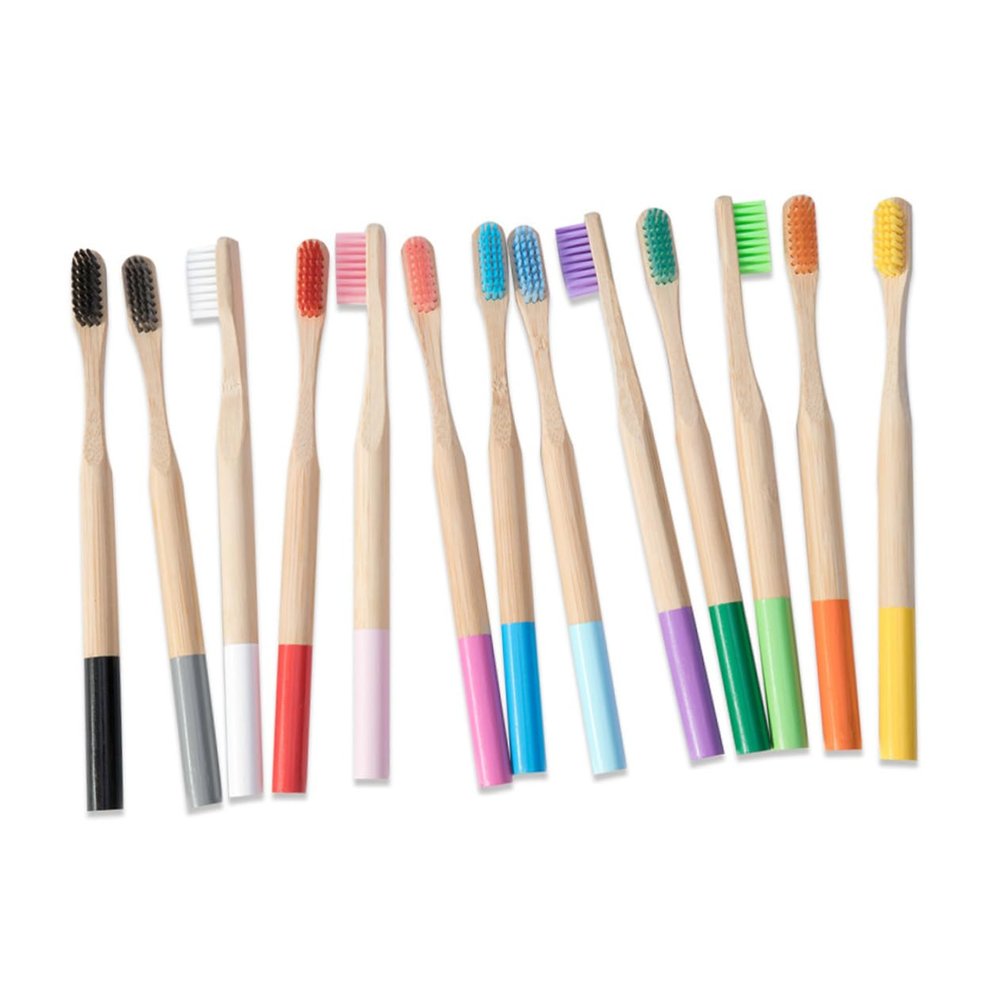 Bamboo Toothbrushes with Soft Bristles, 4-Pack, Purple, for Adults