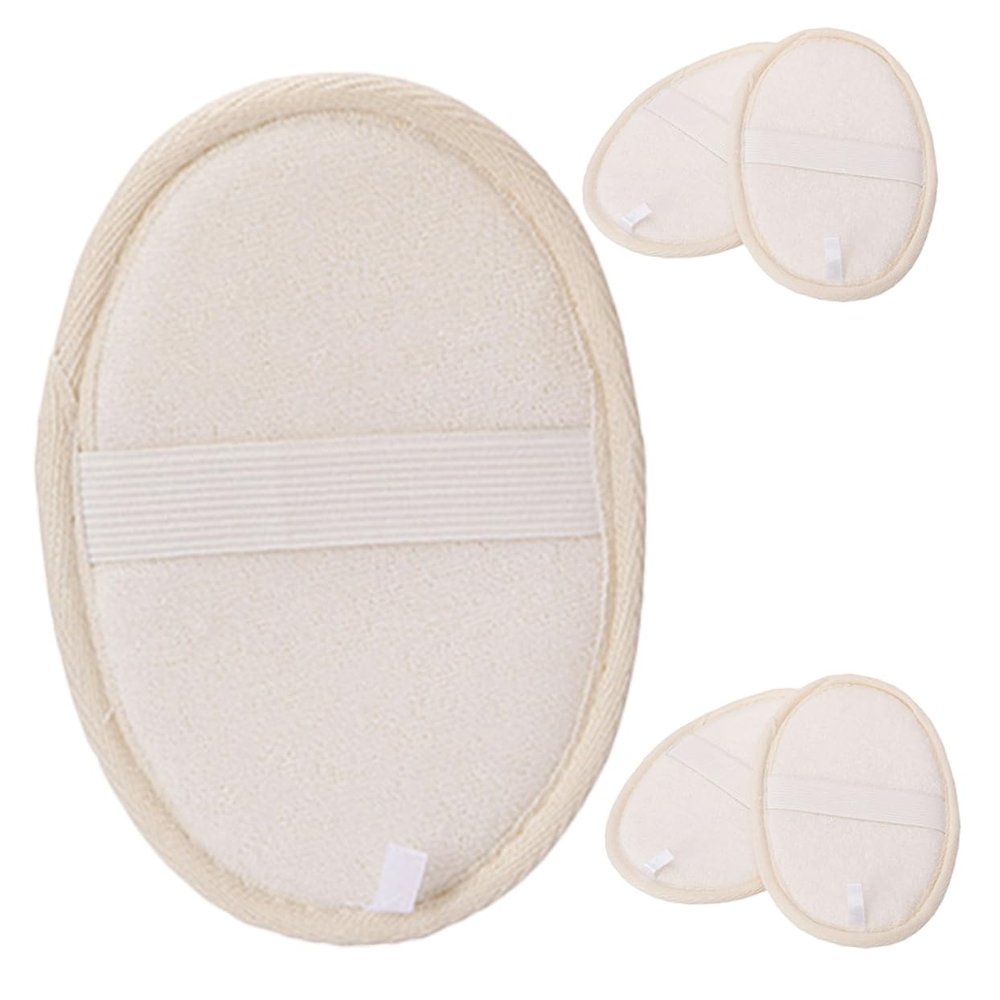Happyyami Natural Plant-Based Luffa Bath Sponges, Oval, 5-Pack