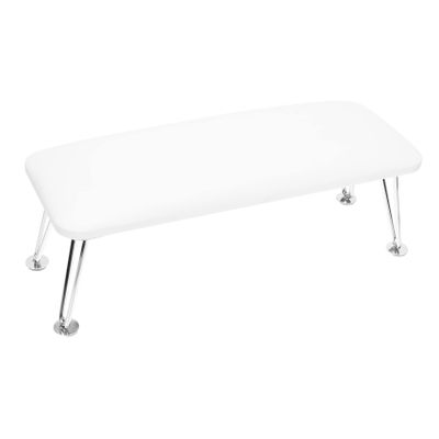 Manicure Hand Cushion with Stainless Steel Holder, White, Microfiber Leather