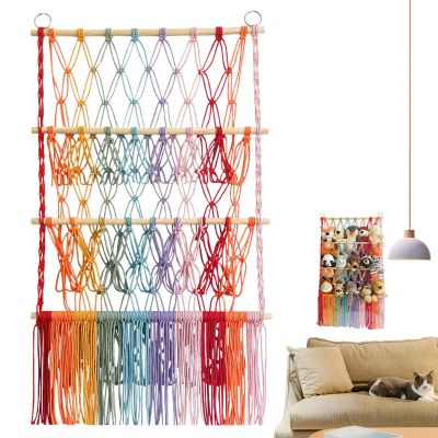 Stuffed Animal Net, 3-Tier Plush Toy Organizer with Tassels – Space-Saving Nursery Storage