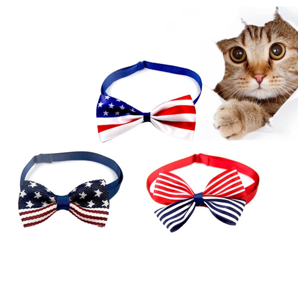 COLLBATH Adjustable Dog Bow Tie and Flag Pet Accessory