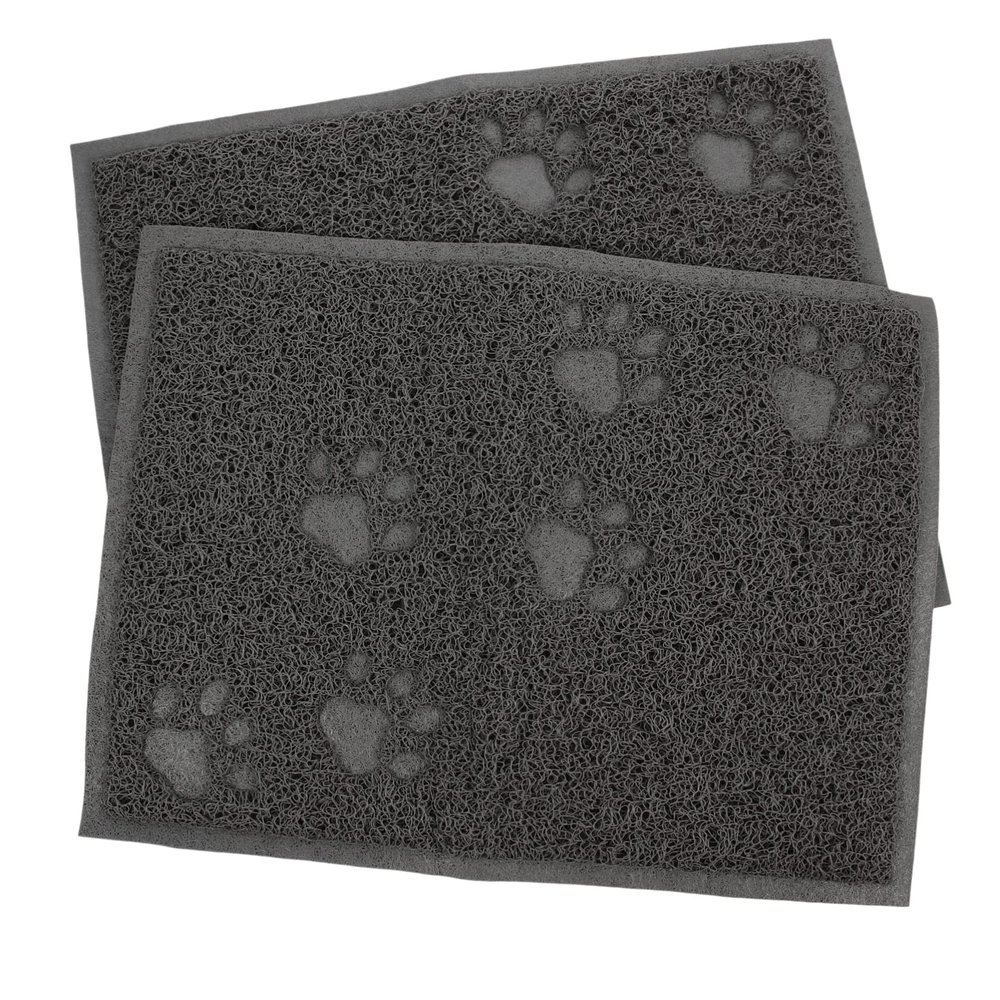 ifundom 2-Pack Non-Slip PVC Cat Litter Mats with Cat Claw Design