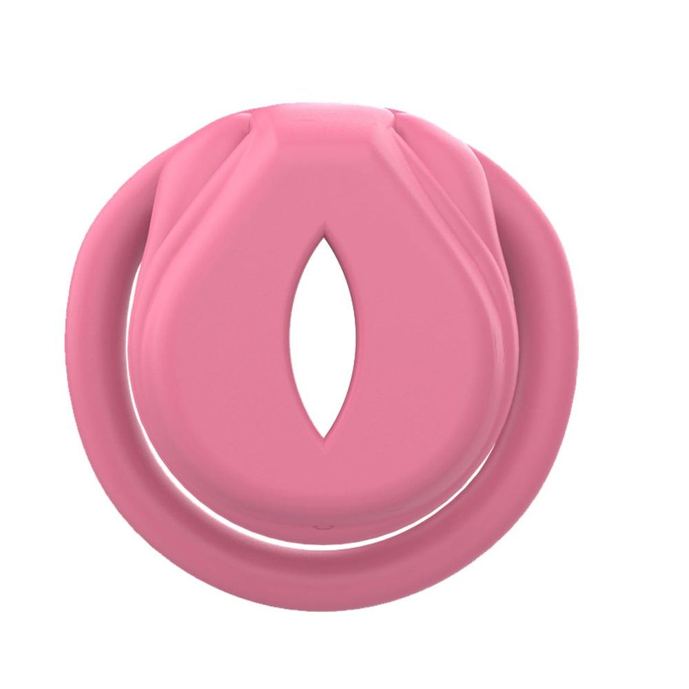 Small Flat Male Chastity Cage with 4 Rings, Pink