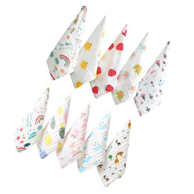 KOMBIUDA Baby Hand Towels, 6-Layer Pure Cotton, 30 x 30 cm, Waffle Texture, Soft and Absorbent, Assorted Style