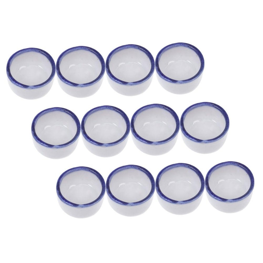 ibasenice 12-Piece Ceramic Water Bowls for Reptiles and Tarantulas, Blue