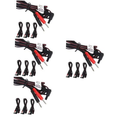 WRITWAA 4-Set Electrode Lead Wires with 2 mm Pin Connectors, PVC, 16 Pieces