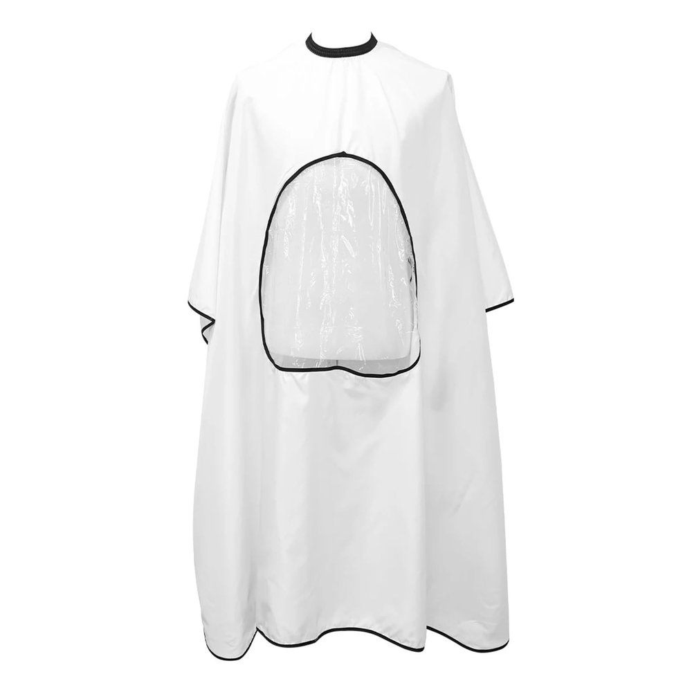 LSNNMU 3-Piece Barber Cape Set with Transparent Viewing Window, Waterproof Haircut Cape, White