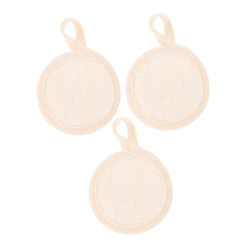 DEARMAMY 3-Piece Cotton Linen Exfoliating Washcloths, Beige
