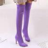 GBBRZKTB Women's Purple Over-the-Knee Suede Stiletto Boots, Pointed Toe, 9.5 cm, Size 47 view 2