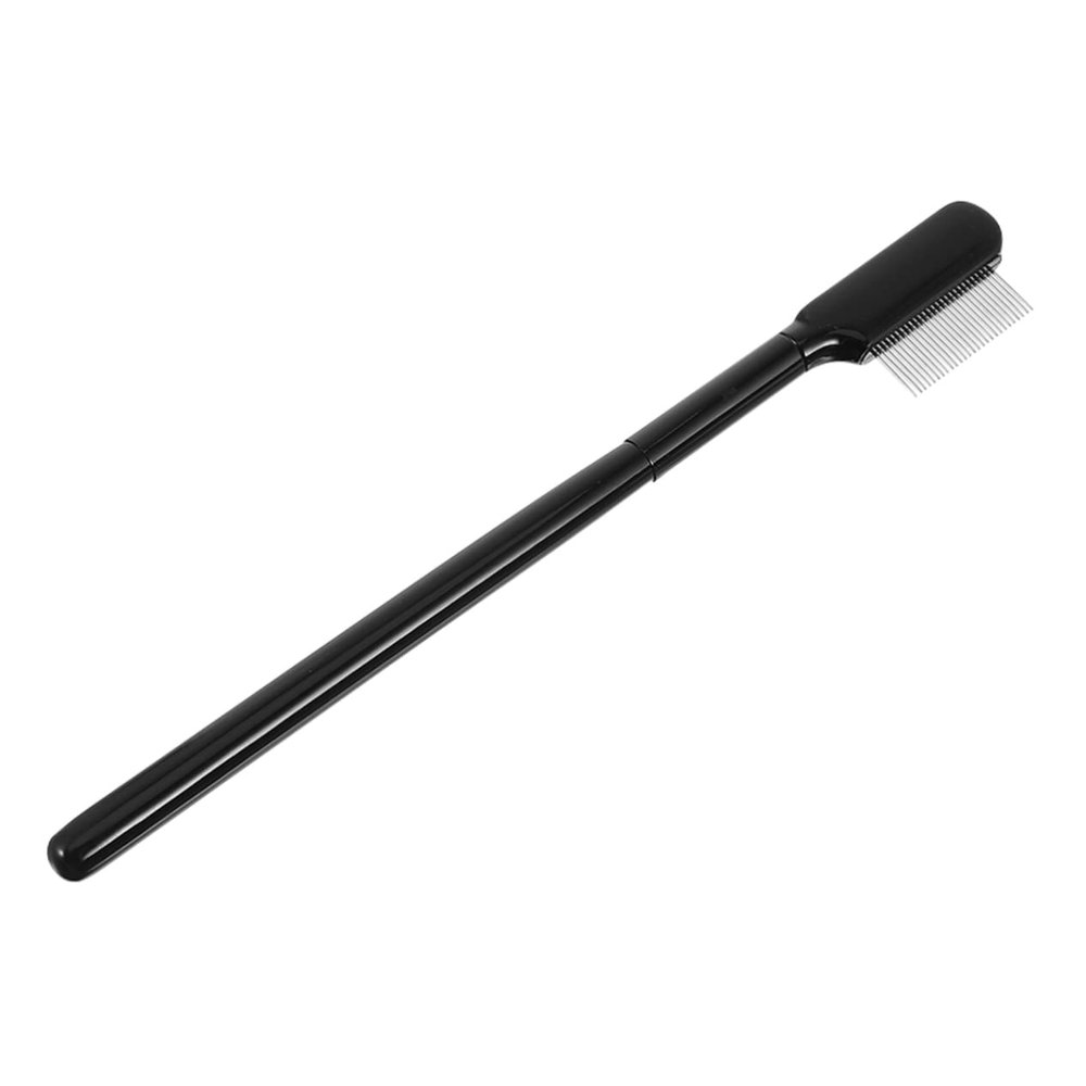 Ipetboom Black Eyelash Comb for Precise Combing and Polishing with Steel Teeth and Wooden Handle, Single-Sided Eyebrow Brush for Women and Girls