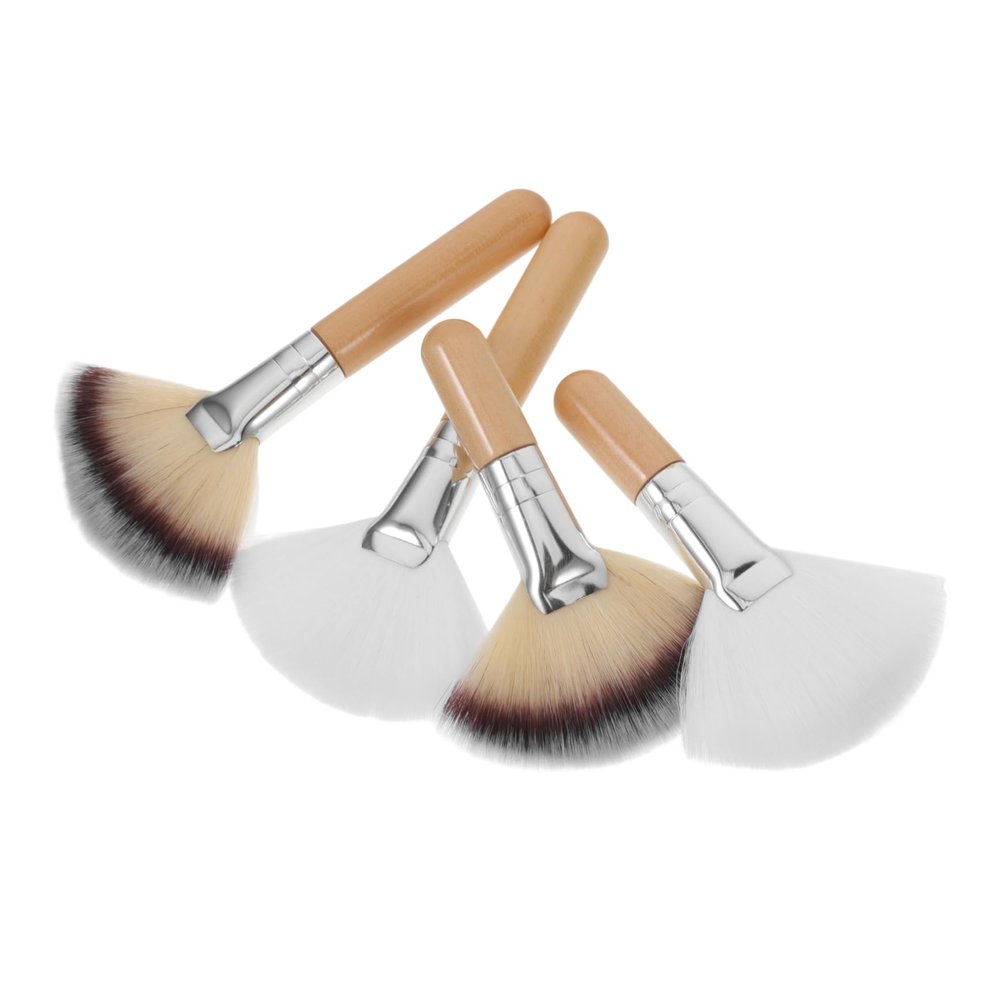 Ipetboom 4-Piece Makeup Brush Set with Fan and Setting Powder Brushes, Large Soft Nylon Bristles for Powder and Blush