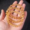 NHDVDVAV Natural Gold-Yellow Rutilated Quartz Crystal Bracelet, Round Natural Stone Beads, Stretch Gemstone Jewelry for Women and Men, 7 mm view 3