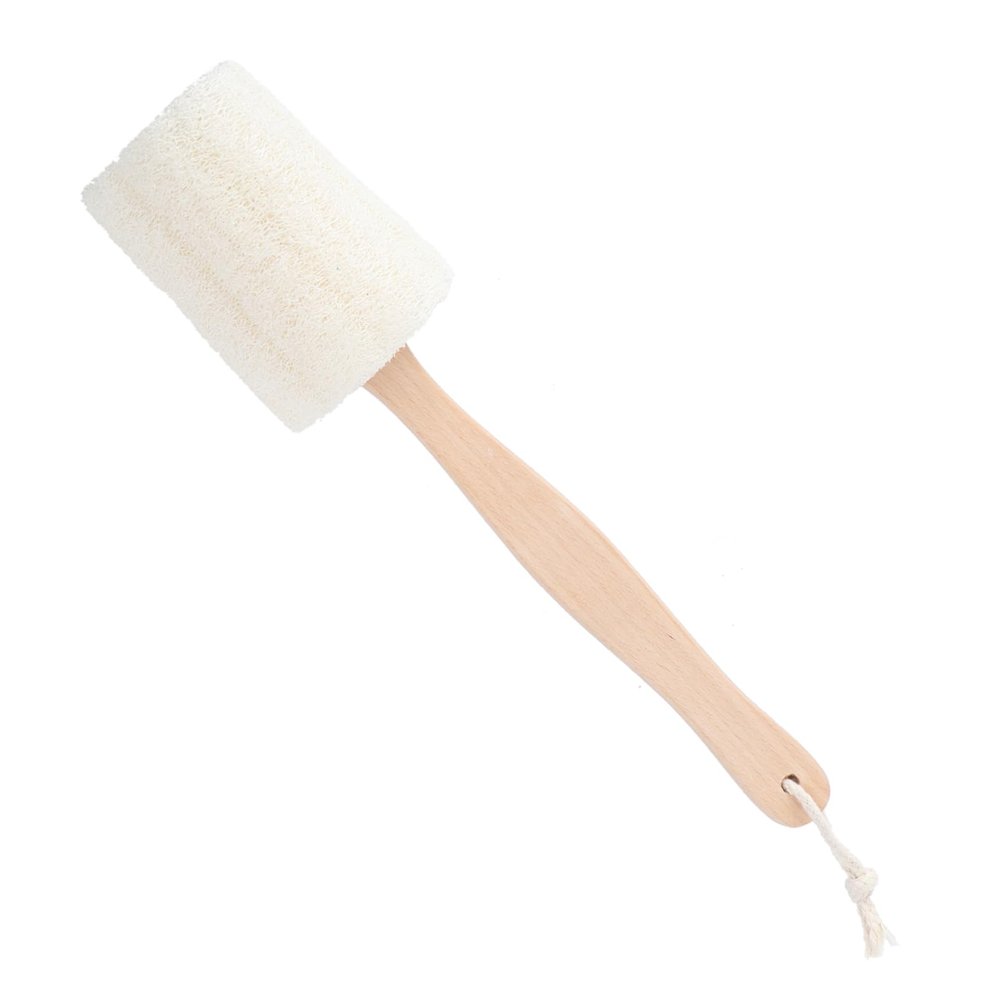 Bath Brush with Long Wooden Handle and Loofah Body Scrubber