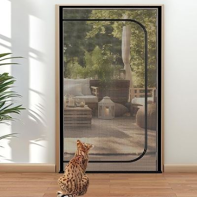 PENSERAR Cat Screen Door, 80 x 200 cm, Reinforced Scratch-Resistant Mesh with Zipper (90 x 210 cm)