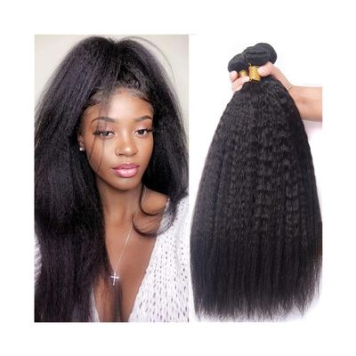 Brazilian Kinky Straight Human Hair Extensions, 1 or 3 Bundles, 16–20 in