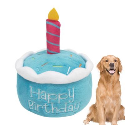 Dog Birthday Cake Toy - Plush Cake Shaped Toy for Dogs