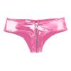PINTUTU Sexy Women's Lingerie – High-Waisted Patent-Look Leather Hotpants, V-Shape Thong view 1