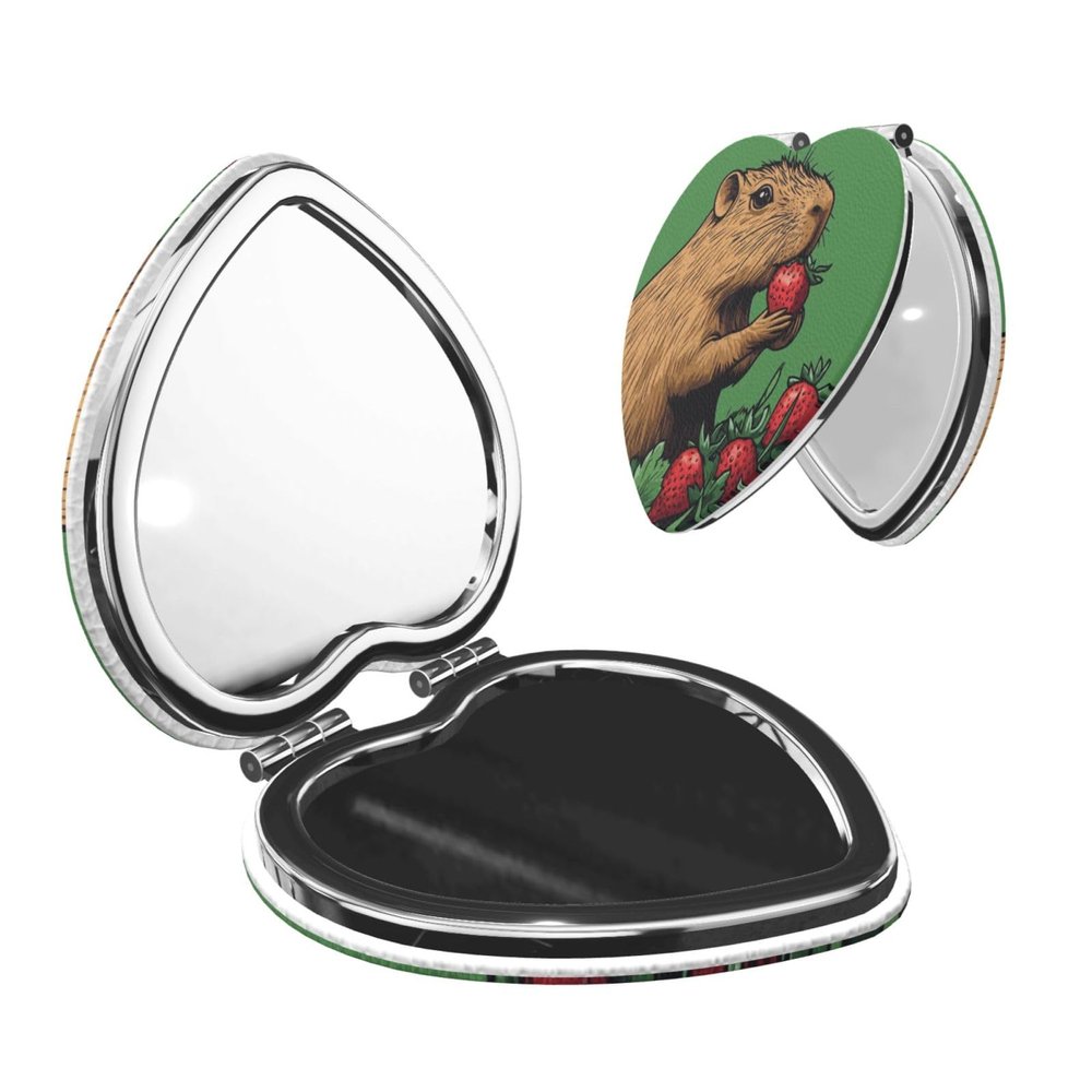 ZSUUGJ Capybara Eat Strawberry Travel Makeup Mirror