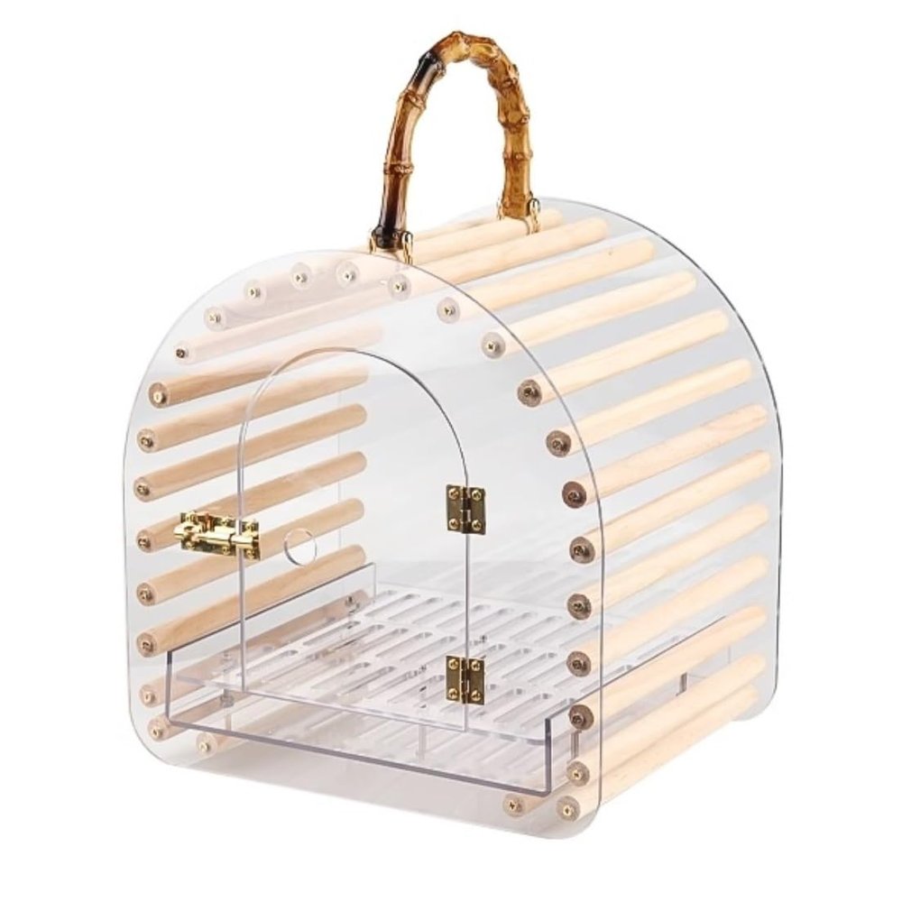 Transparent Portable Bird Cage with Perch