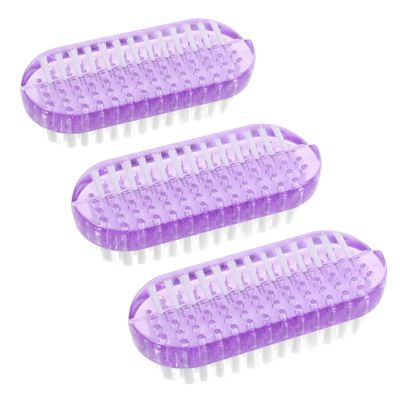 Purple Double-Sided Nail Brushes, 3-Pack, Plastic