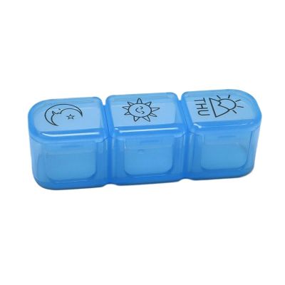 Mini Pill Organizer with 3 Compartments, Blue