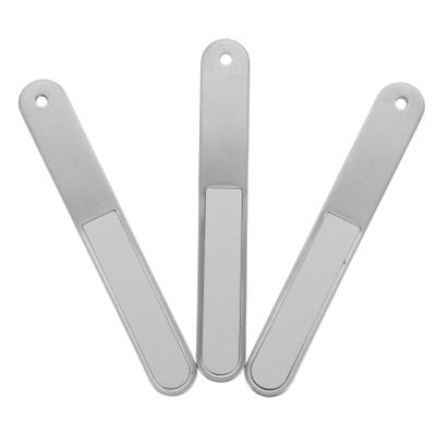 3-Piece Stainless Steel Fingernail Files, Single-Sided, Fine