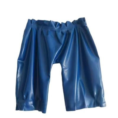 ASNAT Latex Shorts, Loose-Fit Rubber Boxer Shorts, Metallic Blue, S