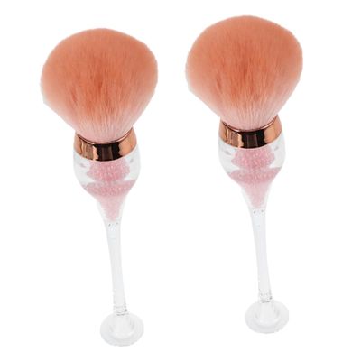 minkissy 2-Piece Nail Dust Brush Set, Soft Bristles, Pink Plastic