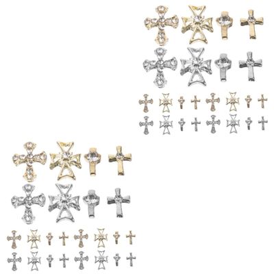 BESTYASH 160-Piece Cross Nail Charms with Rhinestones