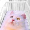 Odot Baby Crib Fitted Sheet, 3D Cat and Kitten Pattern, Soft Microfiber, White Cat, 75 x 30 cm view 4