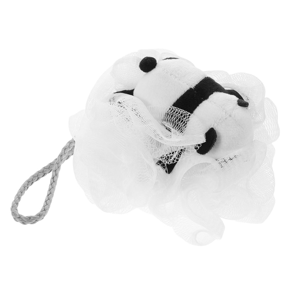 Children’s Panda-Shaped Shower Sponge, Black Plush and Polyester