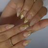 Short Almond Press-On Nails with 3D Metallic Lines, 24-Piece Set view 1