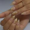 Short Almond Press-On Nails with 3D Metallic Lines, 24-Piece Set view 2