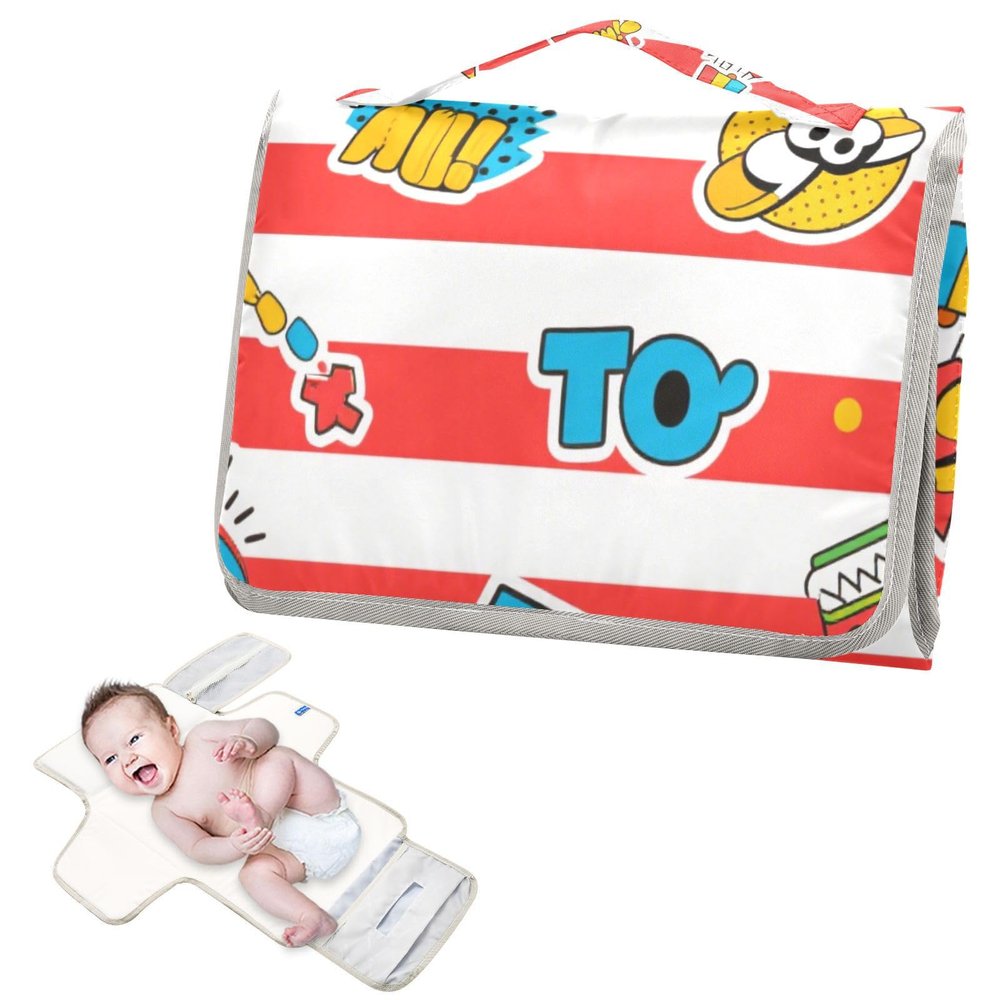 Reusable Baby Changing Pad with Diaper Pocket and Pillow