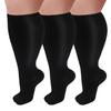 Compression Socks for Wide Calves, 3 Pairs, Plus Size, Black, 3XL view 1