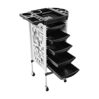 BAOCHADA Hairdressing Trolley with 5 Drawers and Swivel Casters, White, 36 × 45 × 90 cm
