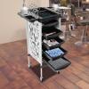 BAOCHADA Hairdressing Trolley with 5 Drawers and Swivel Casters, White, 36 × 45 × 90 cm view 3