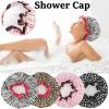 ZWCSHUU Women's Reusable Shower Cap, Double Waterproof Layers, Big Black Spot view 2