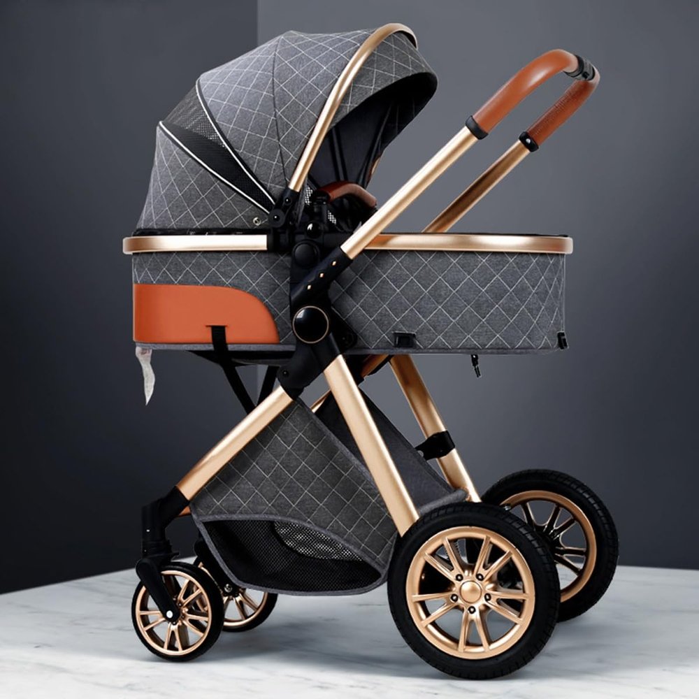 2-in-1 Baby Stroller, Lightweight Newborn Stroller with Reversible Seat, Aluminum Frame, Dark Gray