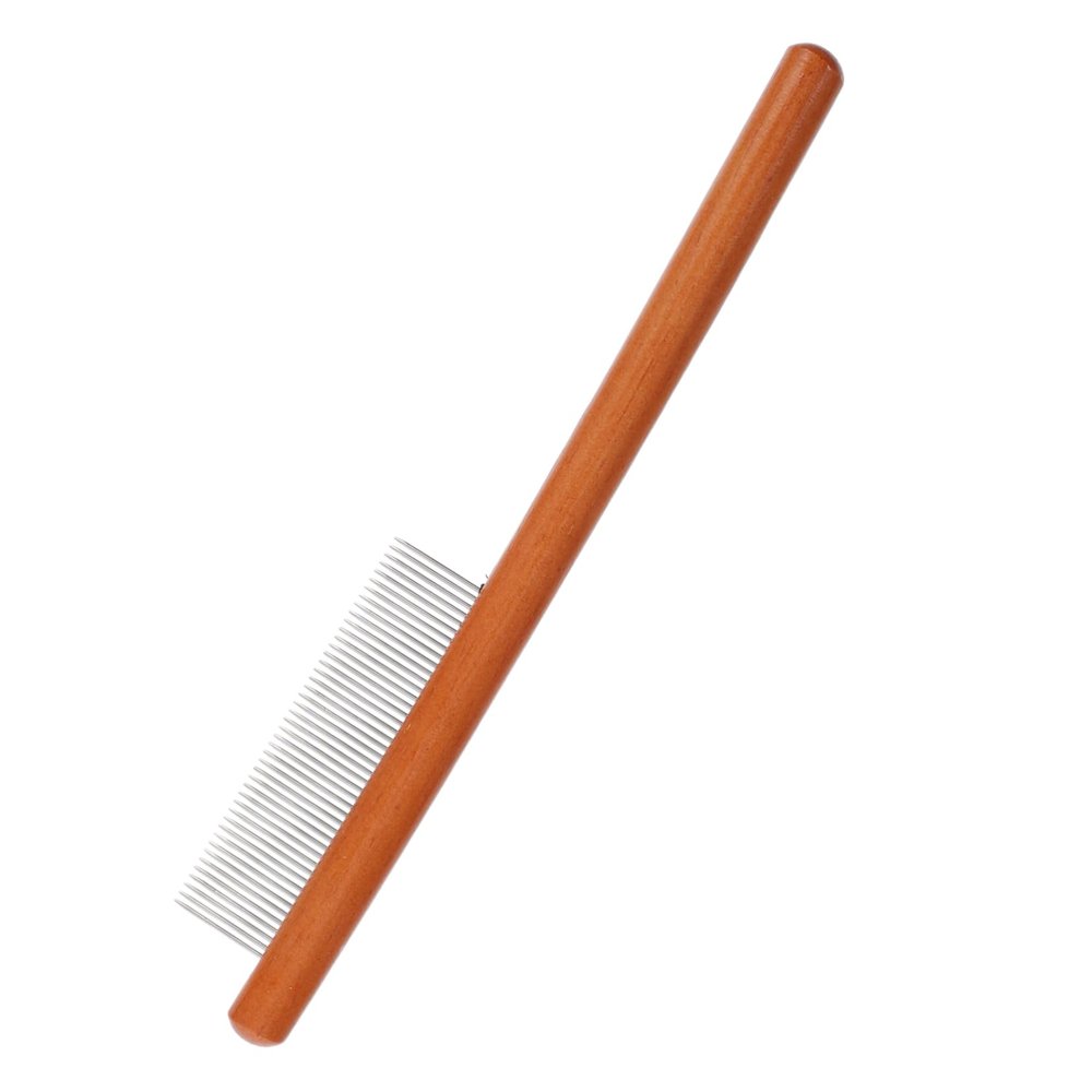 Pet Grooming Comb with Wooden Handle and Metal Teeth for Cats