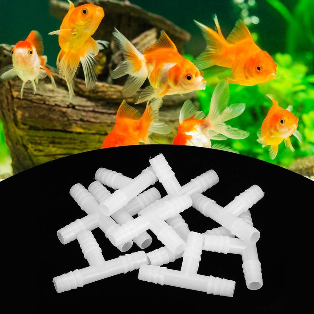 10-Pack ABS Aquarium 3-Way Tee Connectors with Flow Control Valves